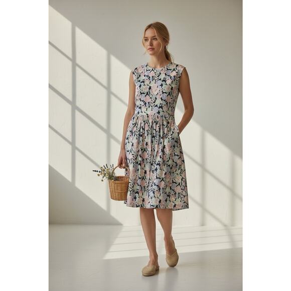 Laura Ashley Dresses & Skirts - Vintage Laura Ashley Dress Made USA Floral Prairie Cottagecore Midi M/L